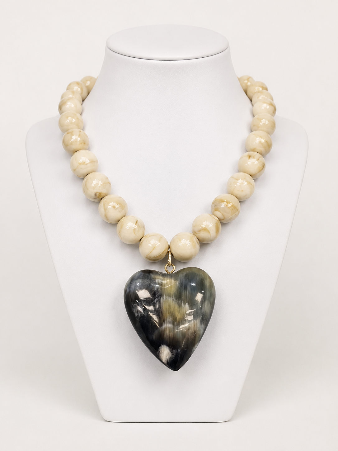 Midnight Marble Heart Statement Necklace