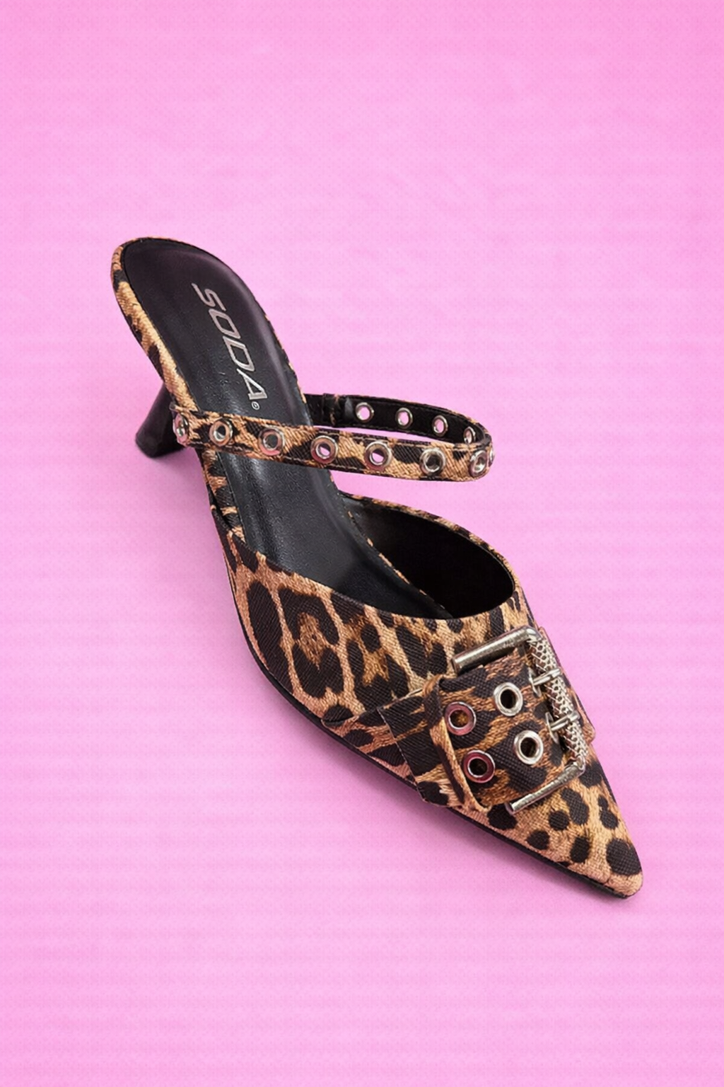 Wild Luxe Leopard Studded Kitten Heel Slides