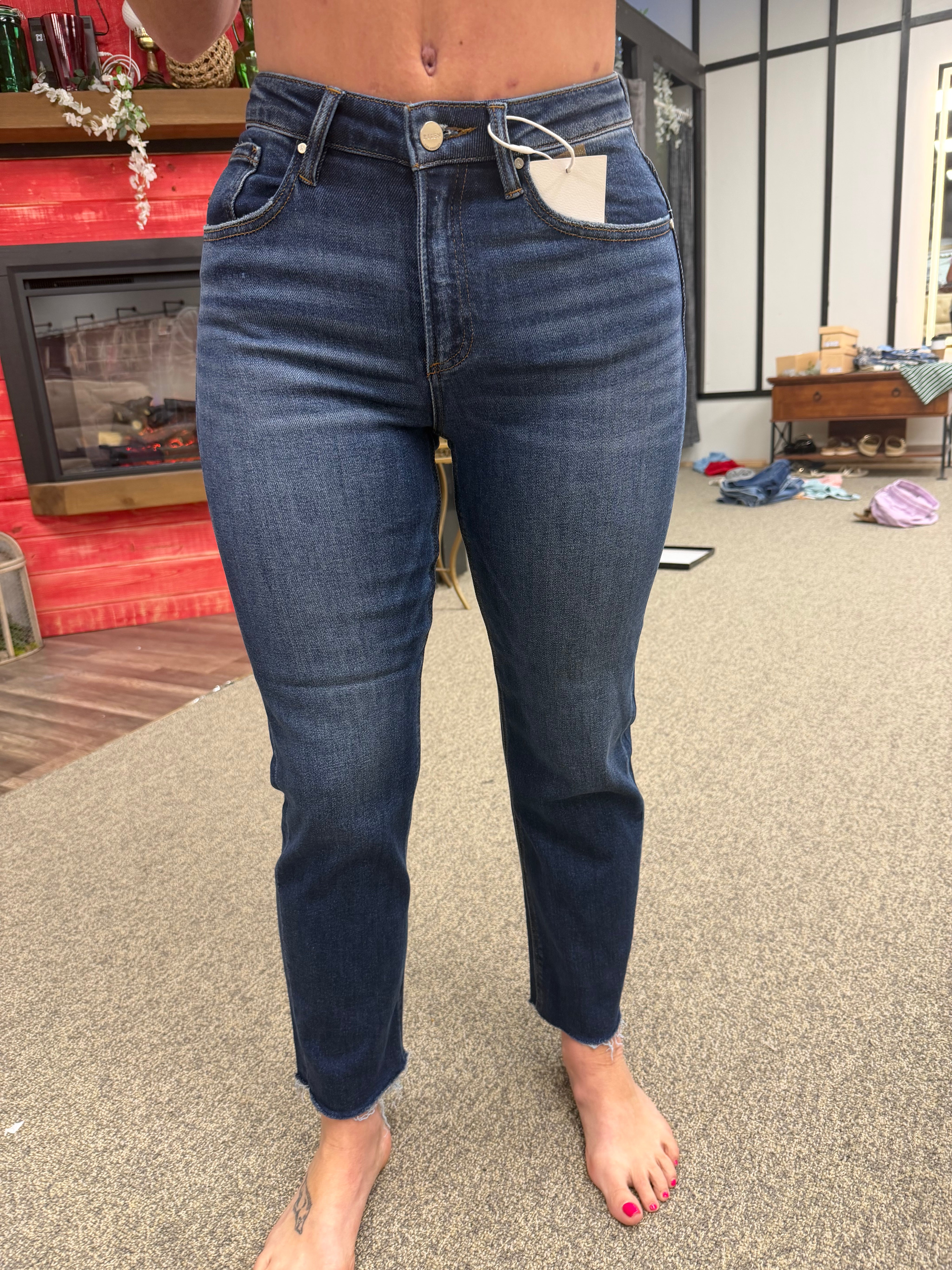 Risen Midnight Sculpt High Rise Straight Leg Jeans