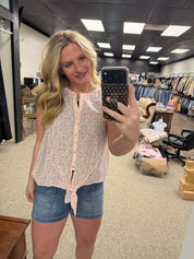 Blush Meadow Floral Tie-Front Tank