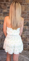 Strapless white with lime romper