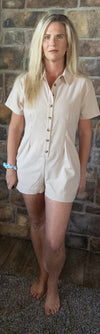 Taupe woven romper