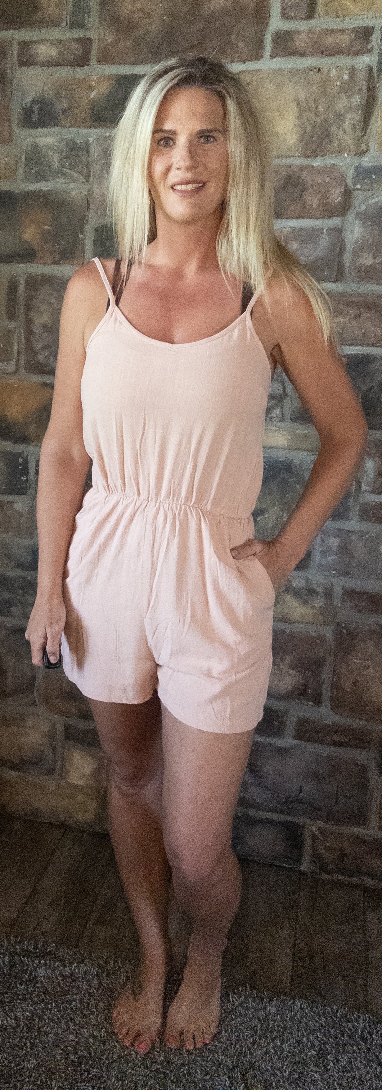 Tropical peach romper