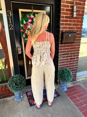 Floral Mineral Wash Barrel Pants – High Rise Cropped Cargo Twill Pants