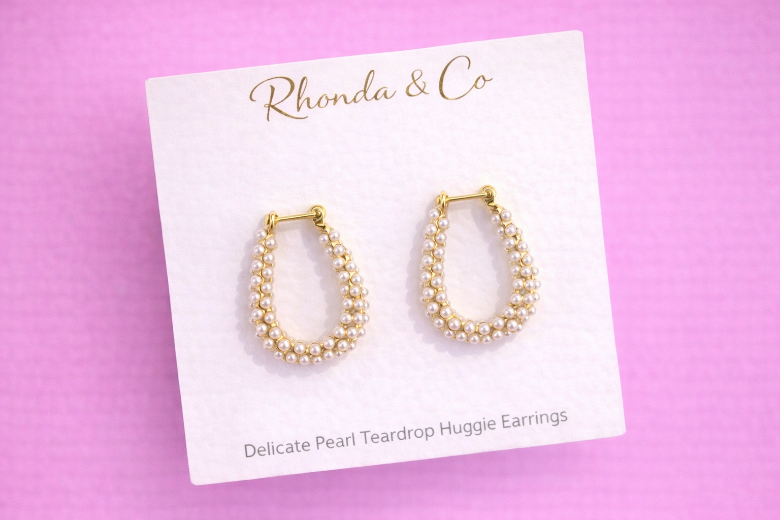Pearl Glow Teardrop Huggie Earrings