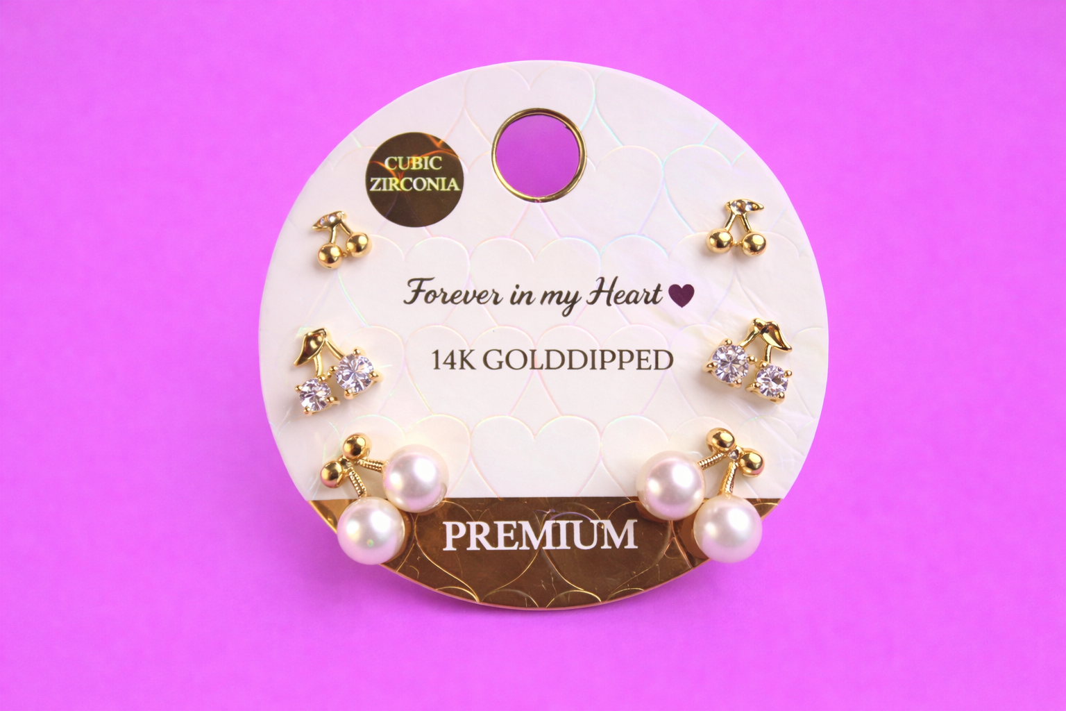 Cherry Charm Stud Trio