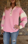 pink button sweatshirt