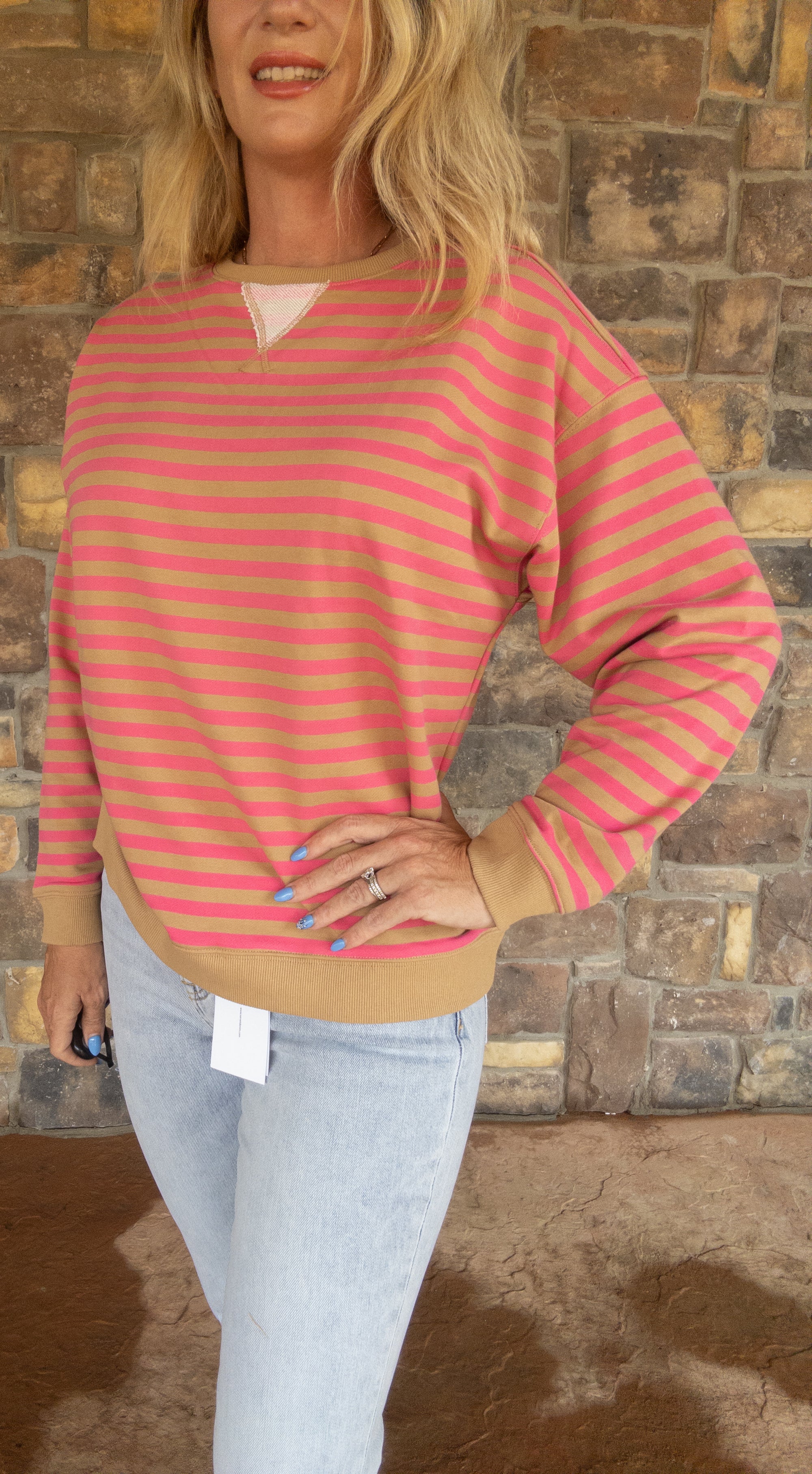 Pink and Brown oversized crewneck