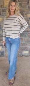 Mocha /Navy ribbed sweater