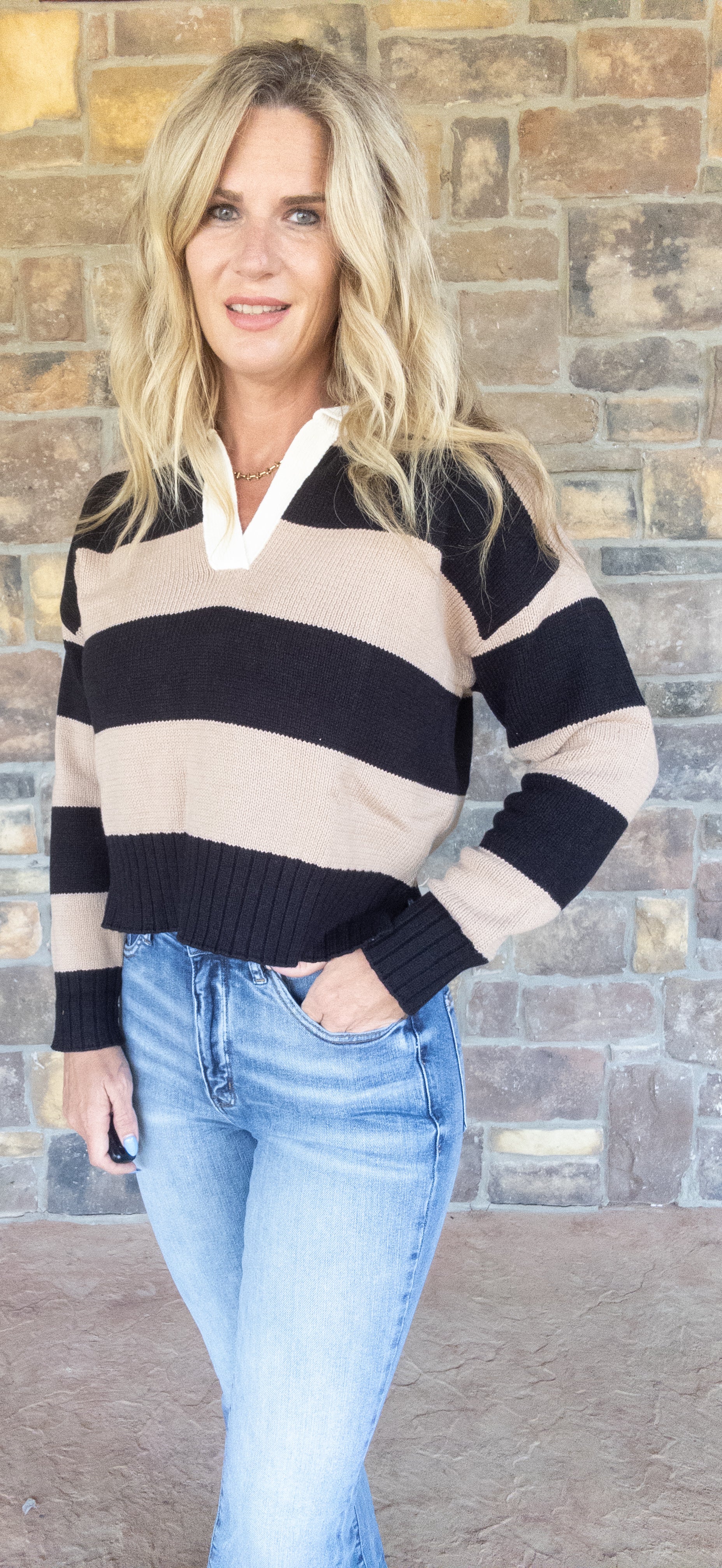 Collared contrast sweater