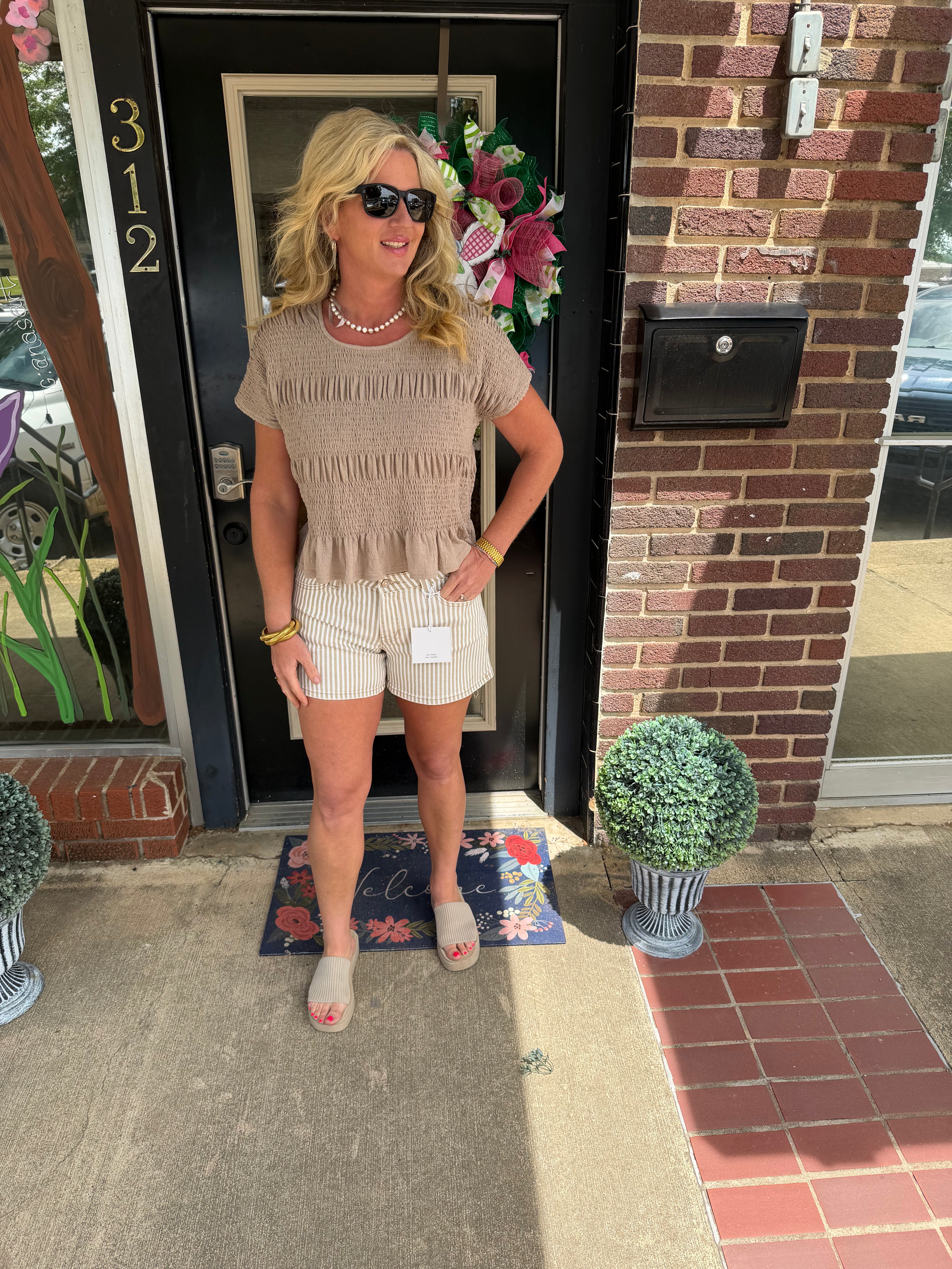 Latte Love Smocked Peplum Top