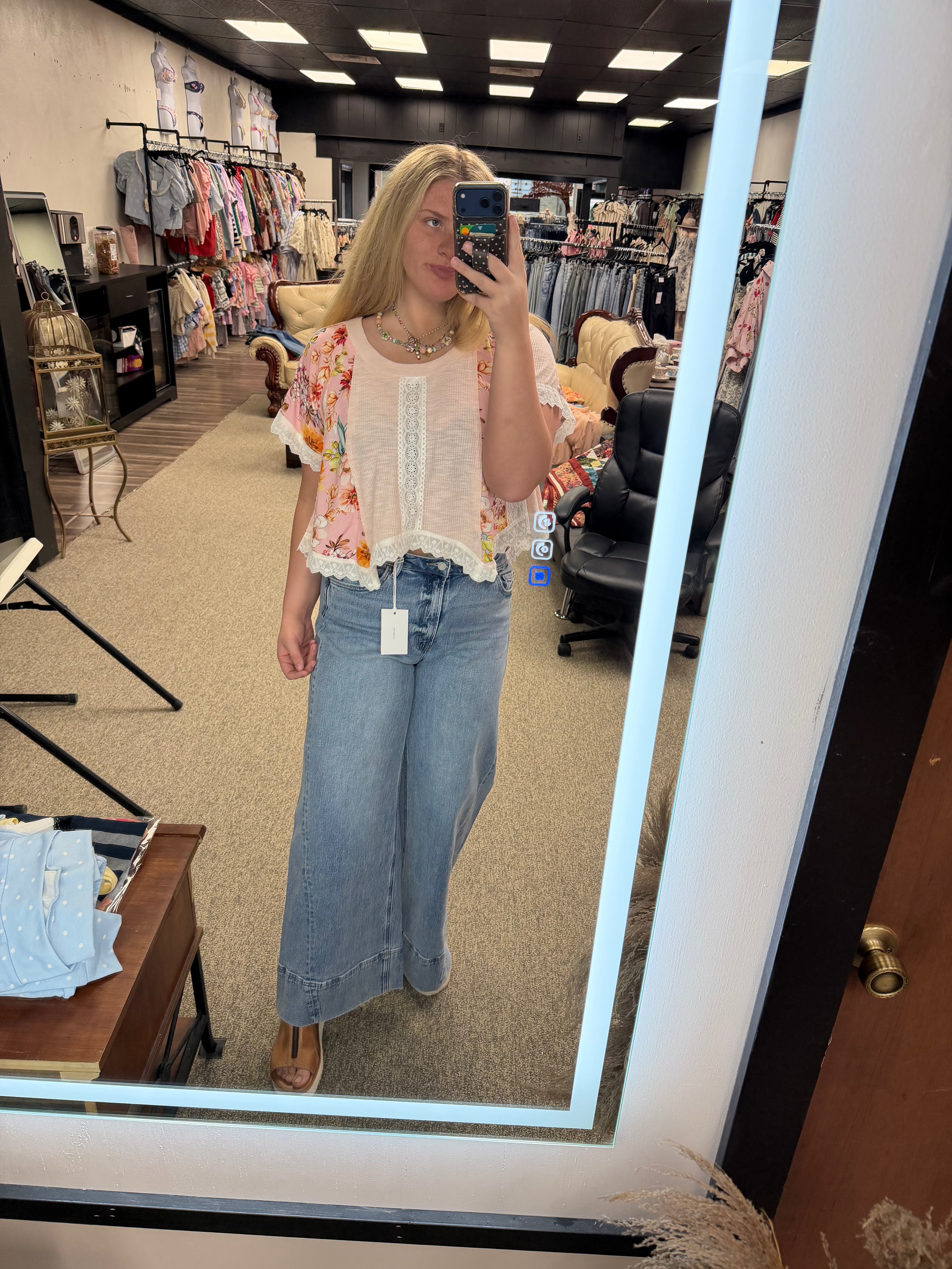 Blushing Garden Lace Patchwork Top