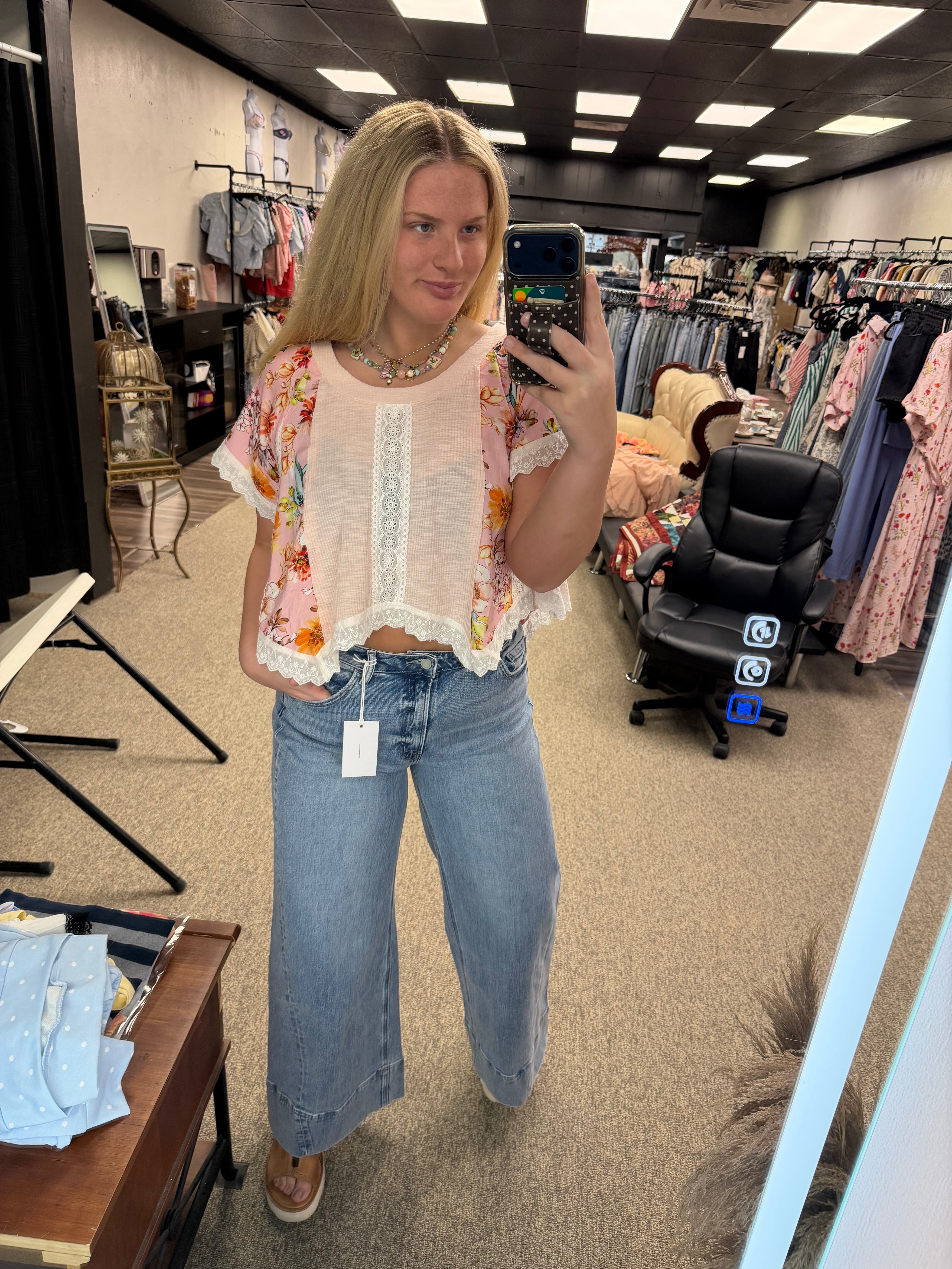 Blushing Garden Lace Patchwork Top