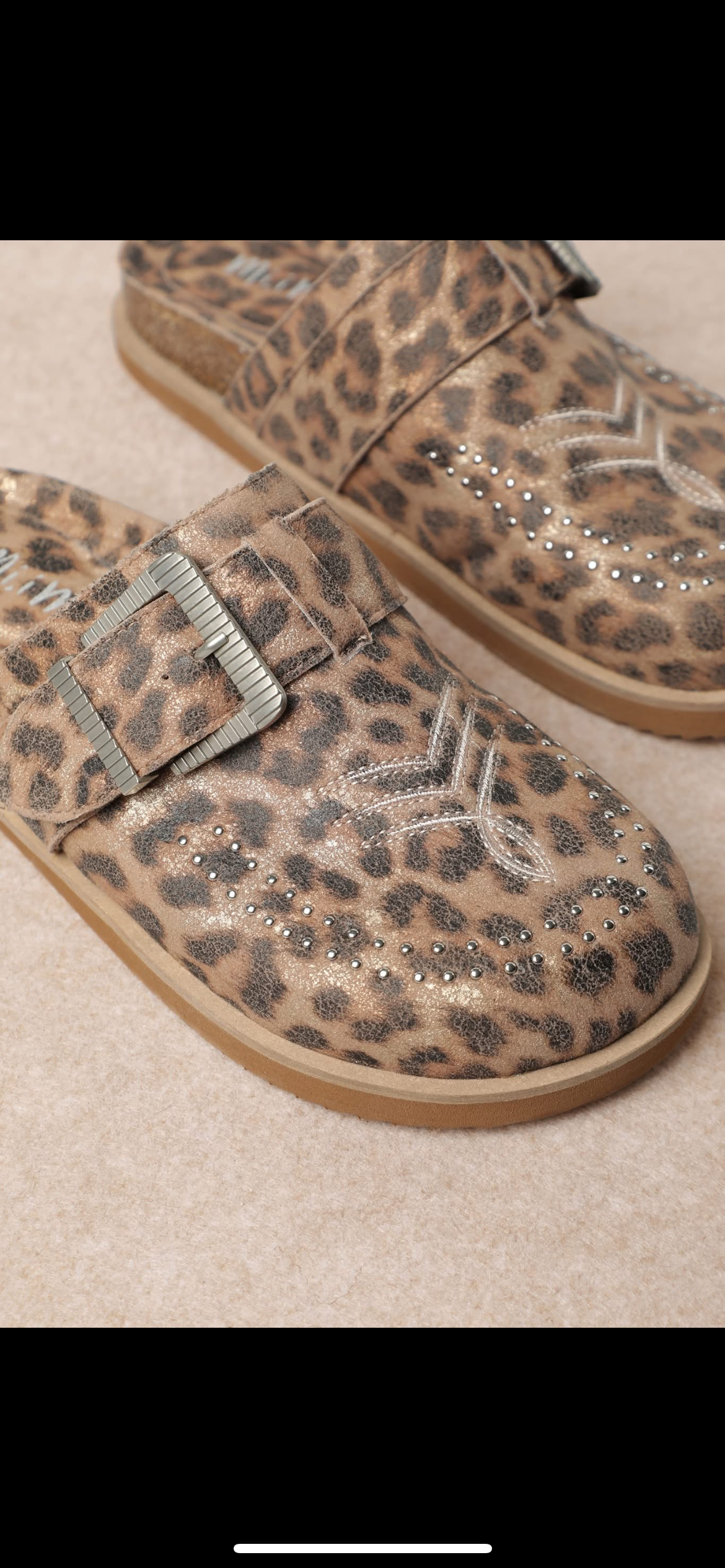 Sierra studded leopard clogs