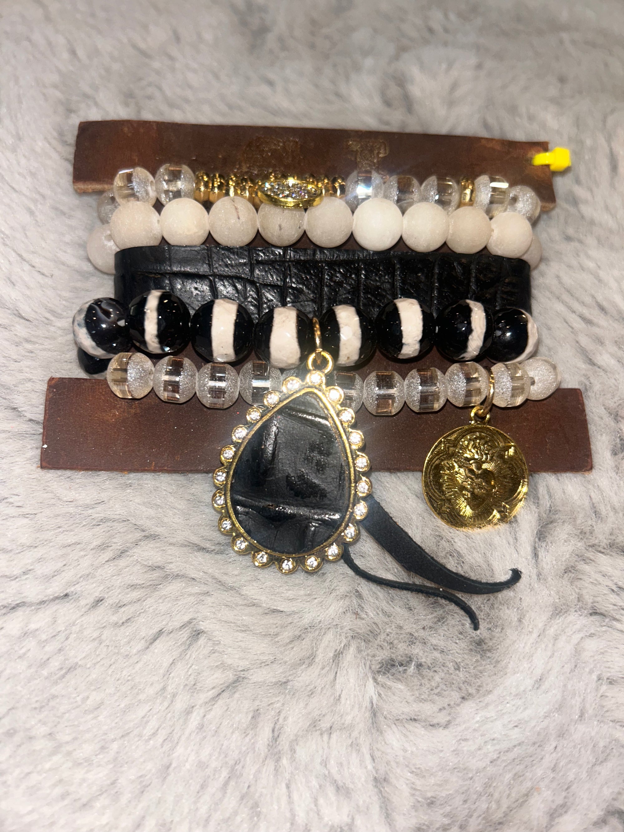 Black/gold Stack Bracelets