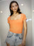 orange square neck top