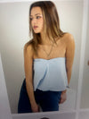 strapless blue tank