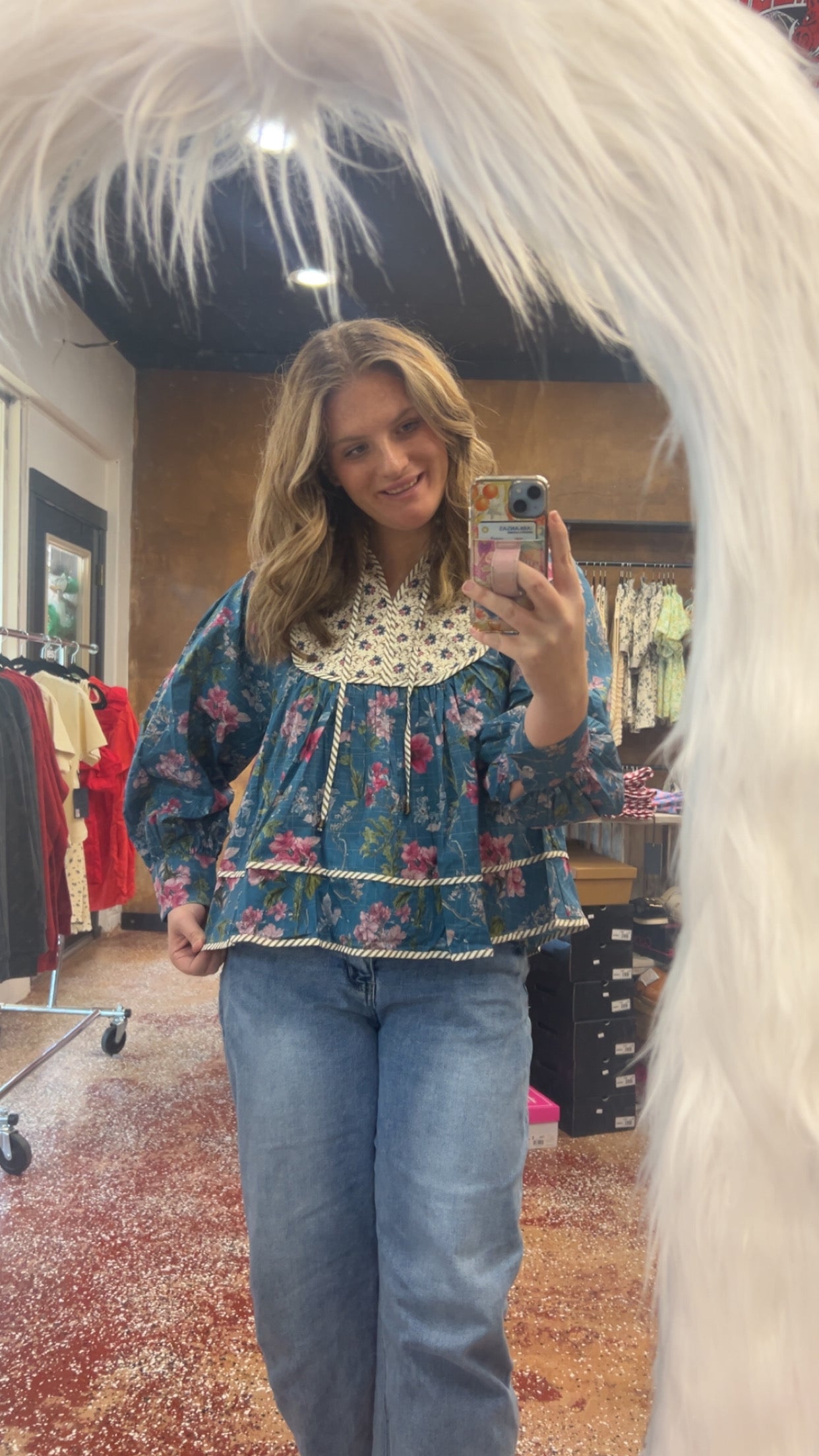Blue floral blouse