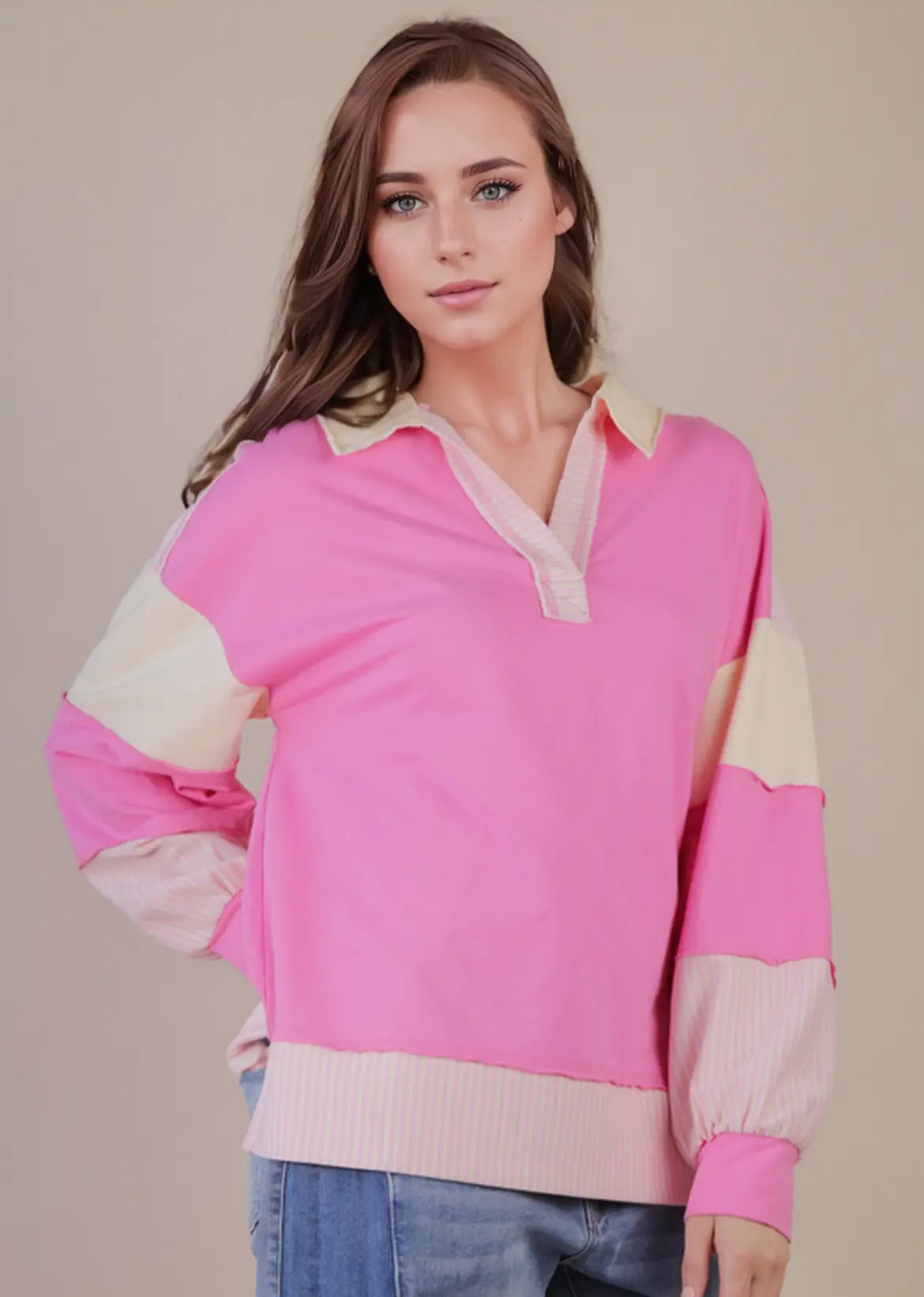 Bubblegum block pullover