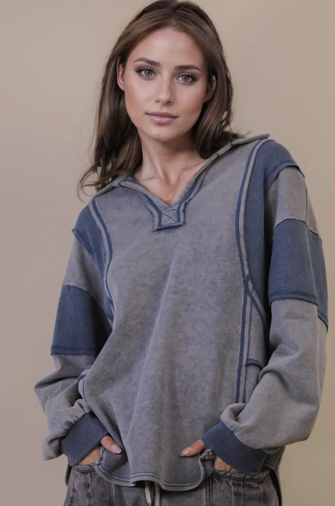 Denim pullover