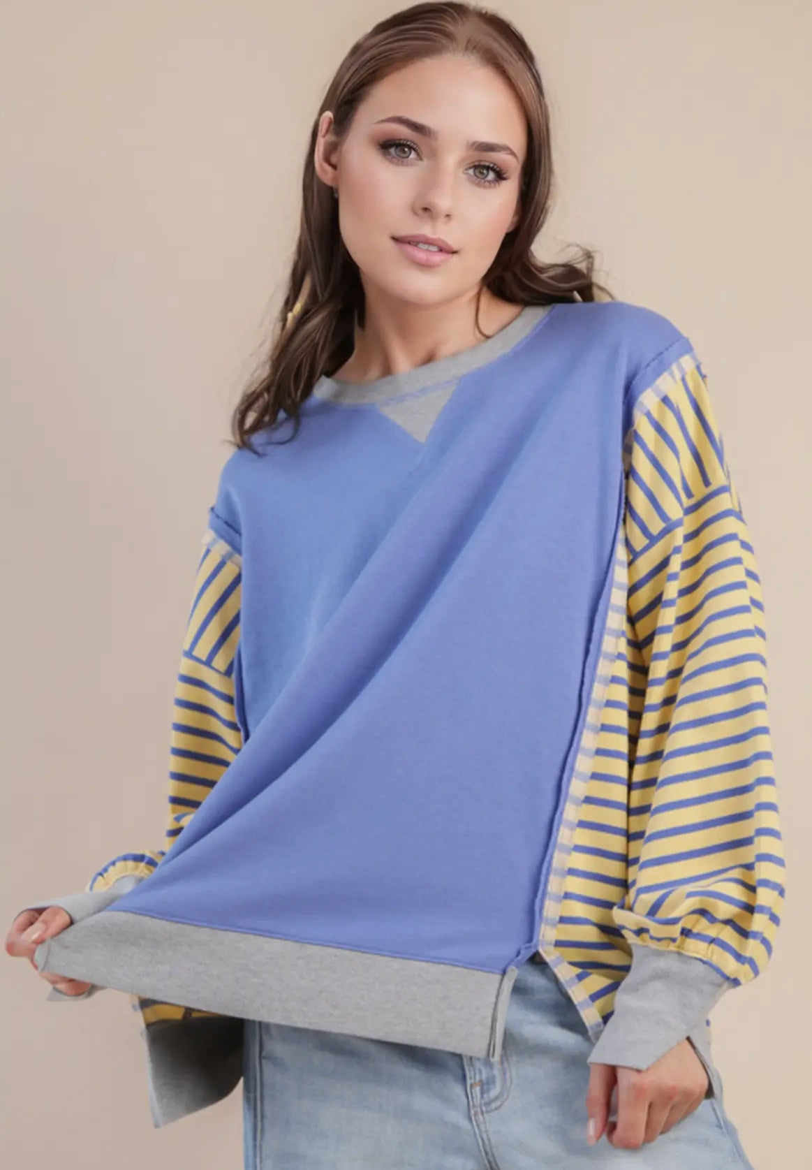 Seaside Stripe Sleeve Pullover