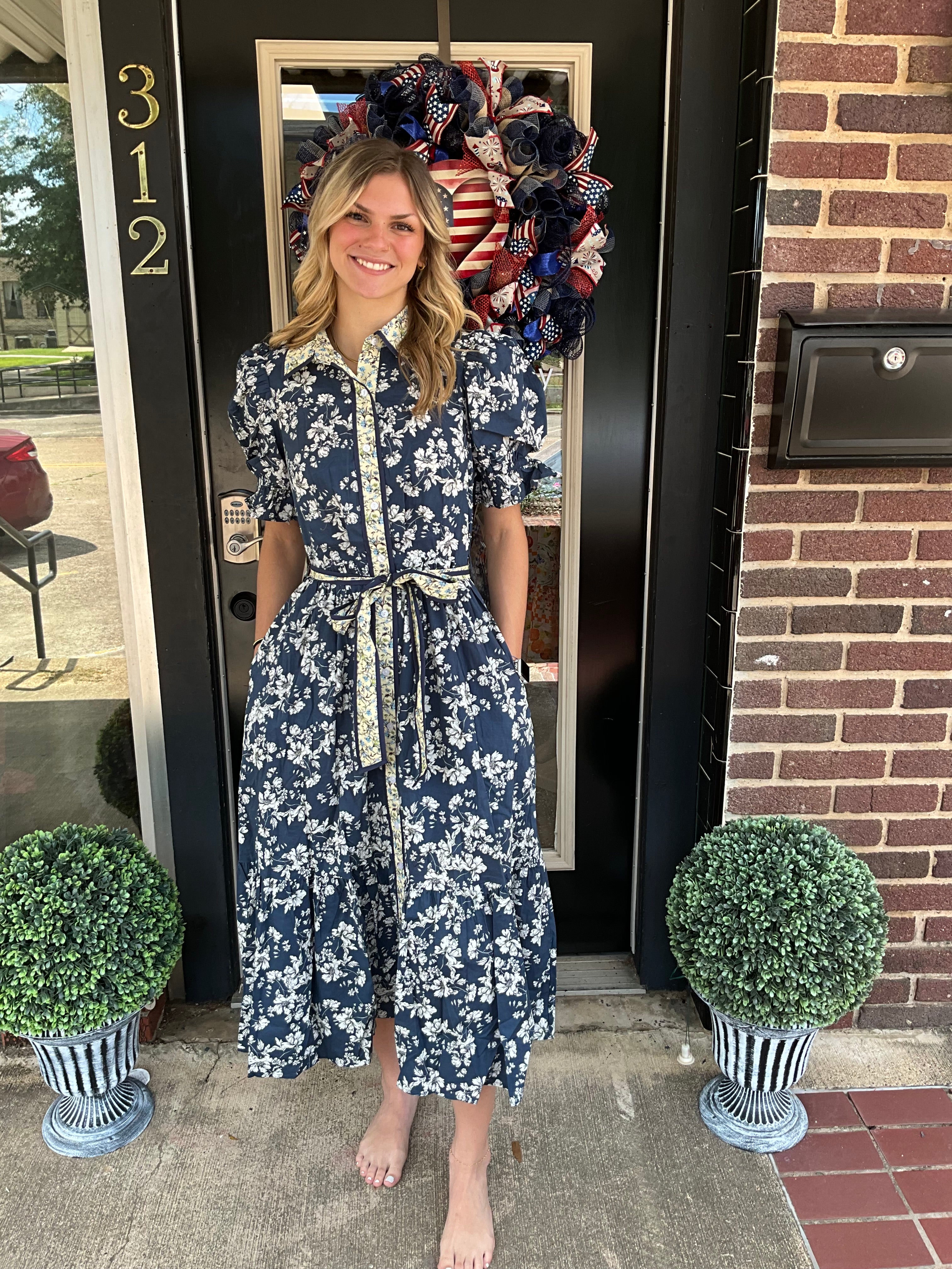 Meadow tapestry midi dress