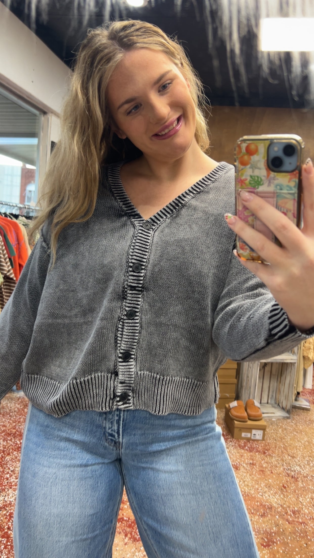 Charcoal button up sweater