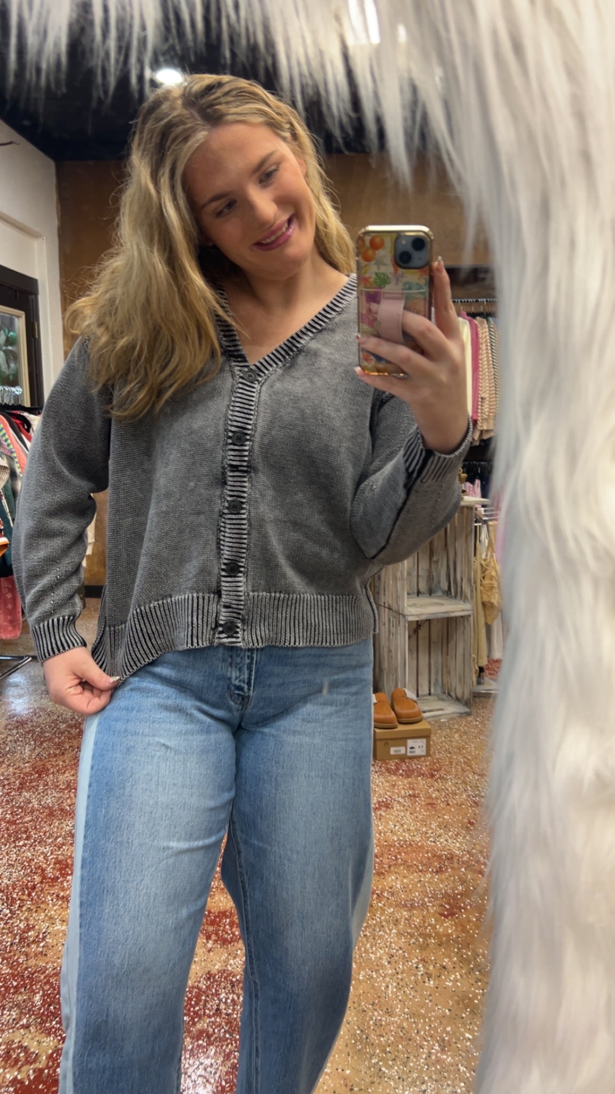 Charcoal button up sweater