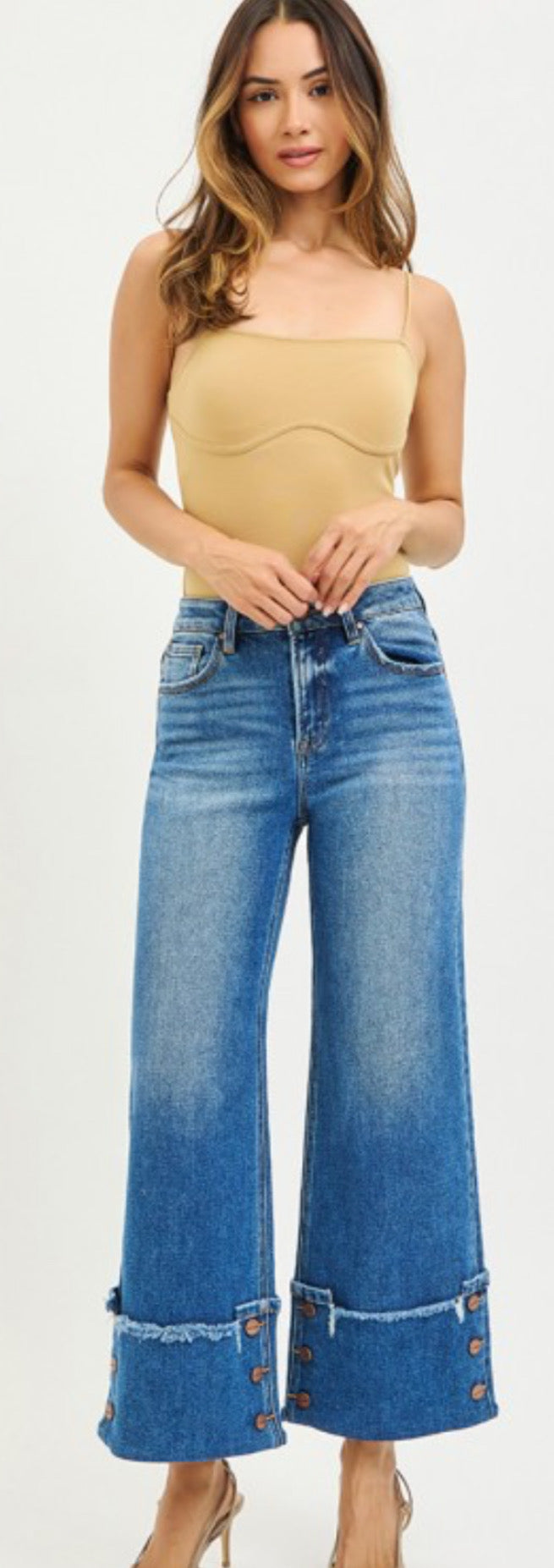Risen button cuffed jeans