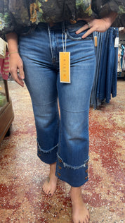 Risen button cuff jeans