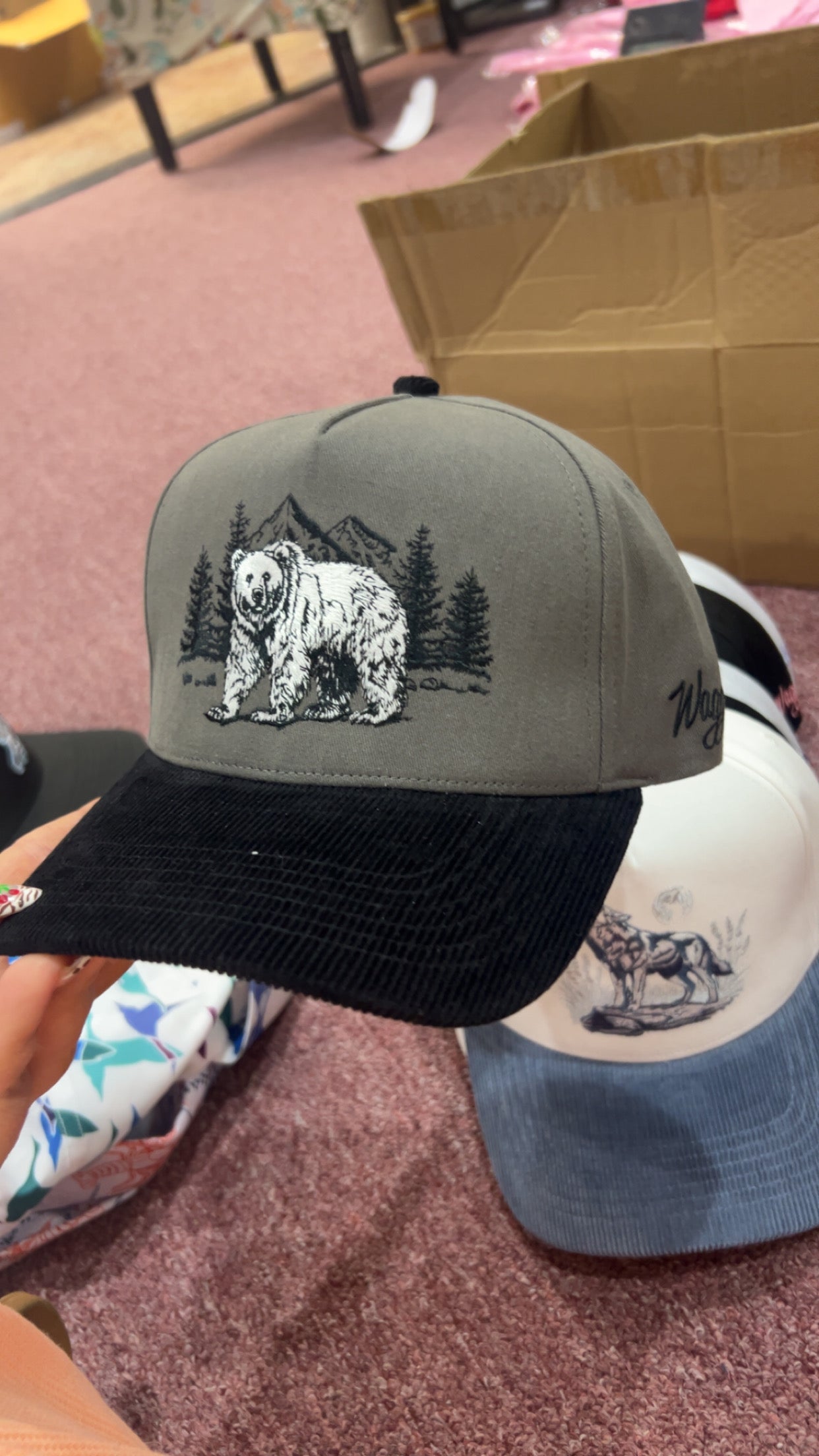 Corduroy bear hat