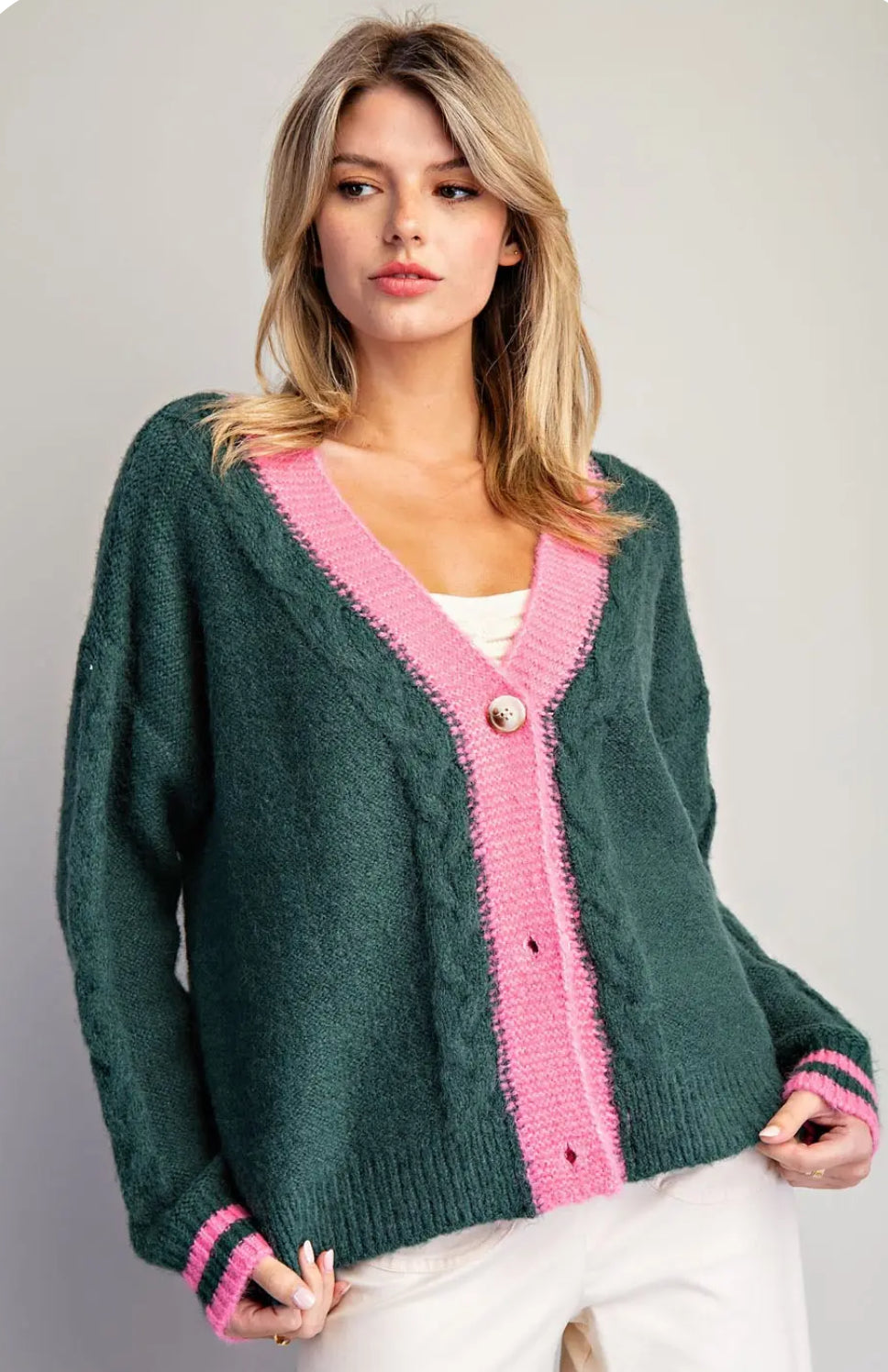 Evergreen Charm Colorblock Cardigan