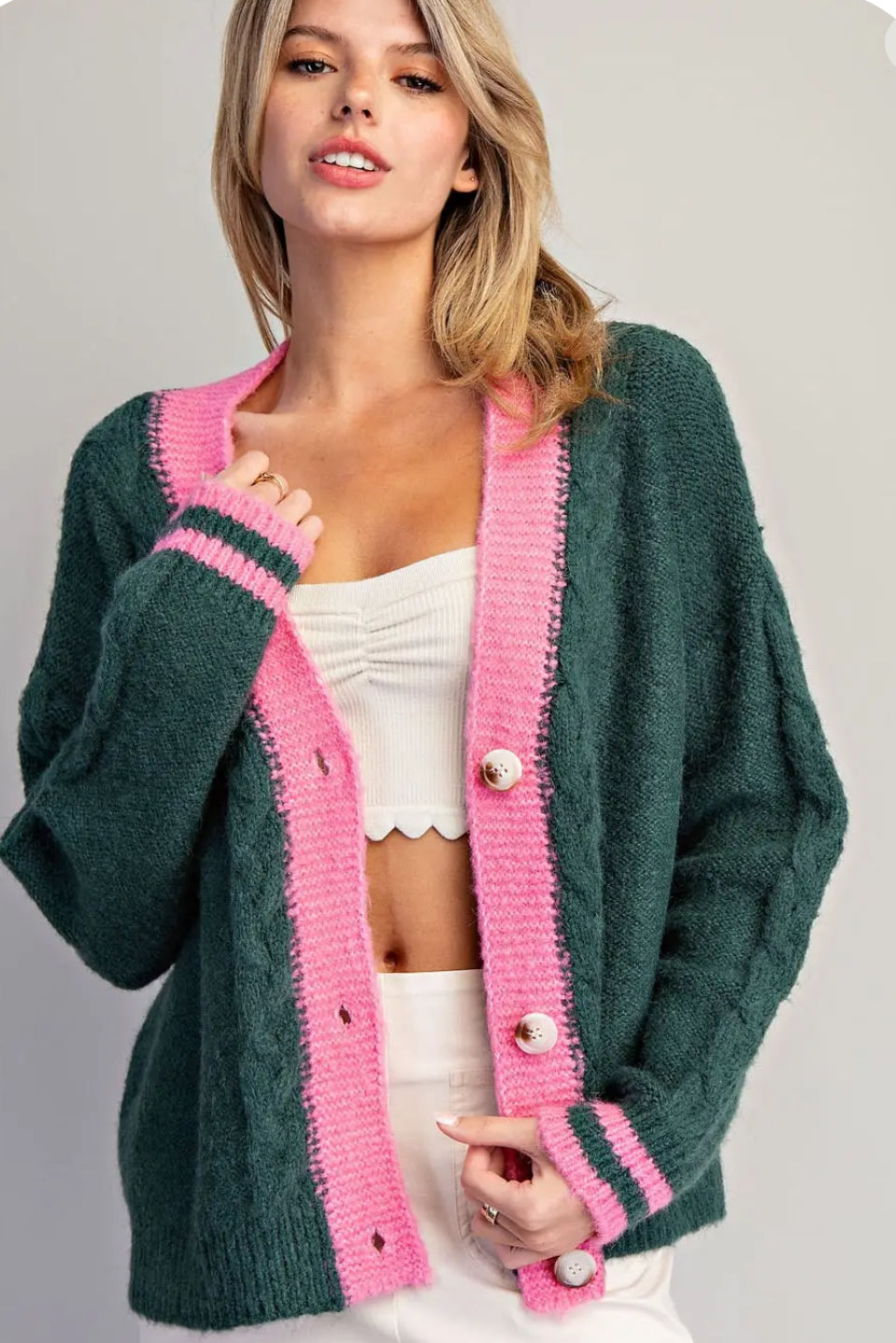 Evergreen Charm Colorblock Cardigan