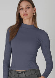 Mock neck mesh long sleeve