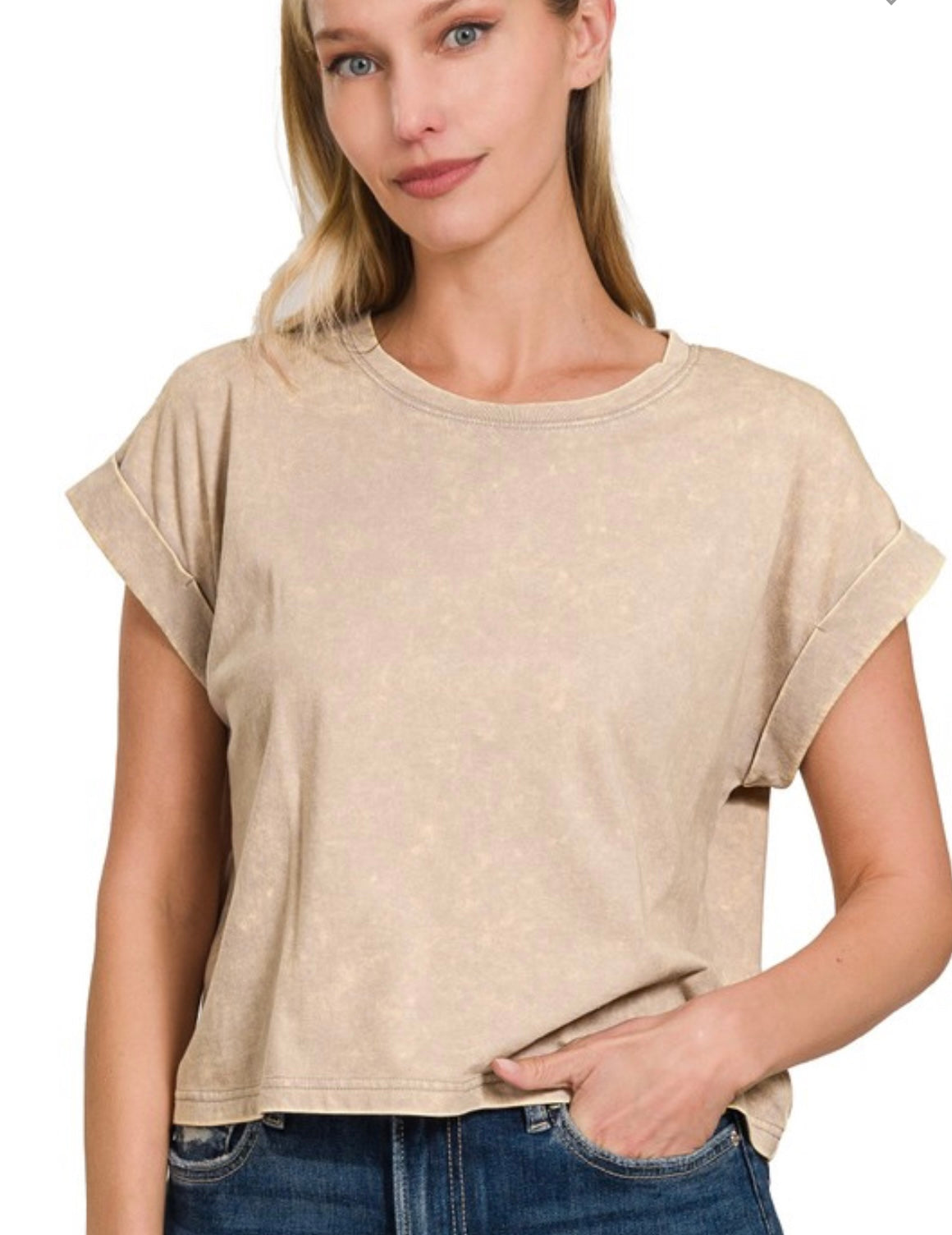 Cotton cuffed sleeve top