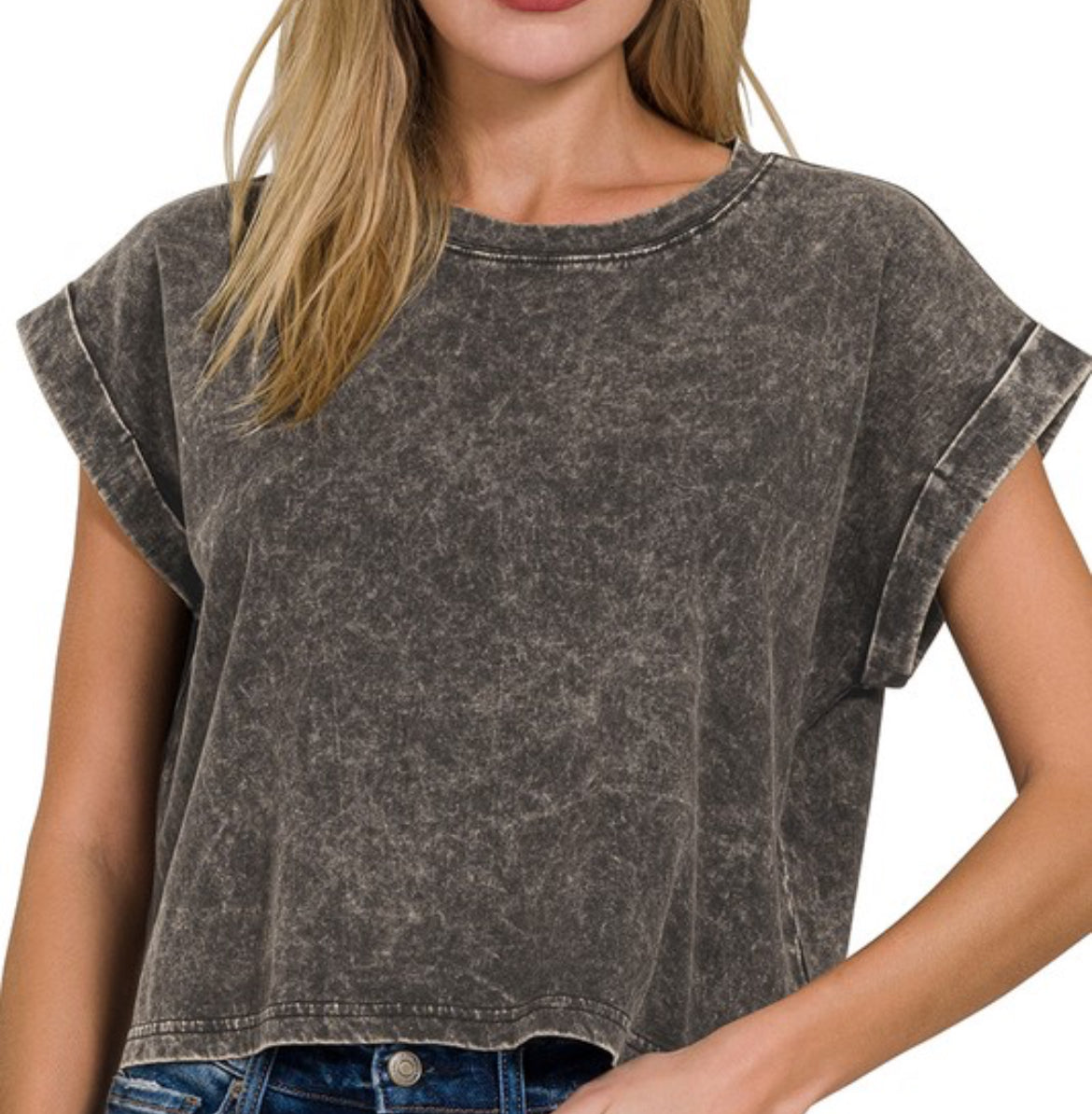 Cotton cuffed sleeve top
