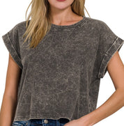 Cotton cuffed sleeve top