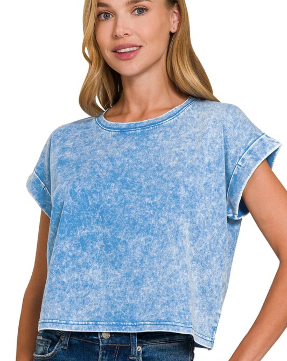 Cotton cuffed sleeve top