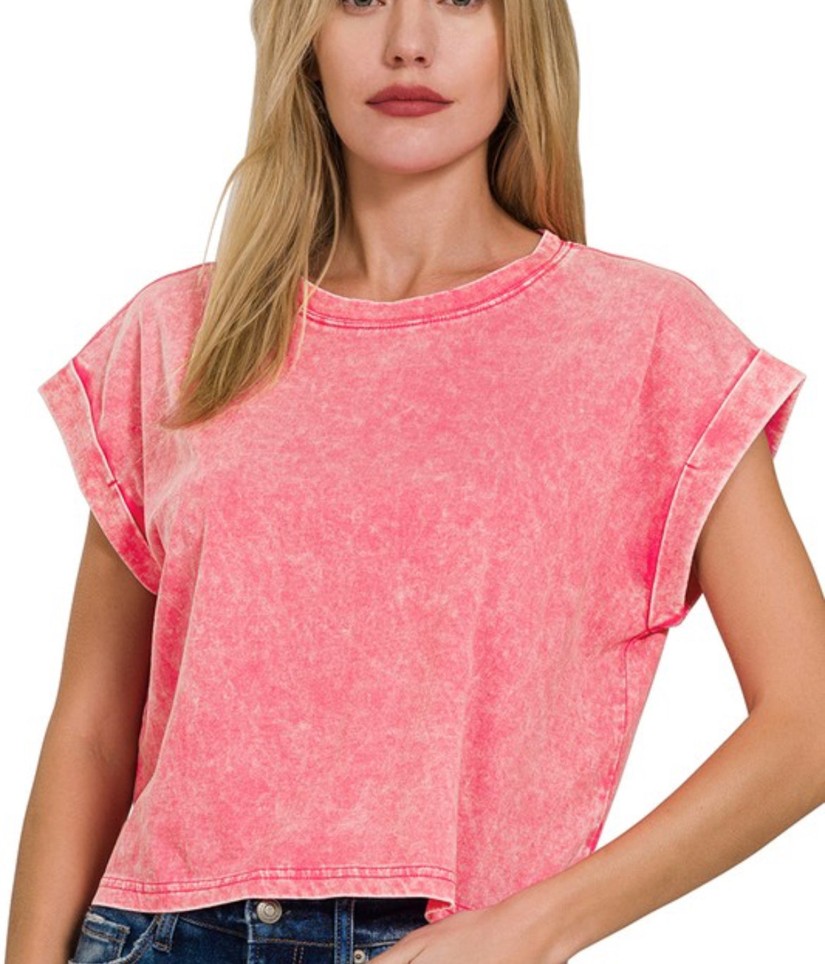 Cotton cuffed sleeve top