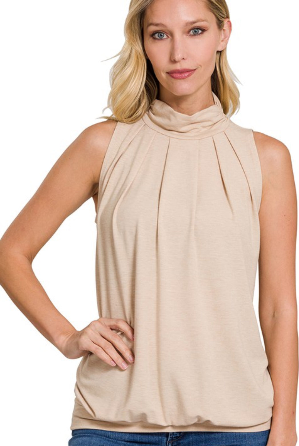High neck flowy top