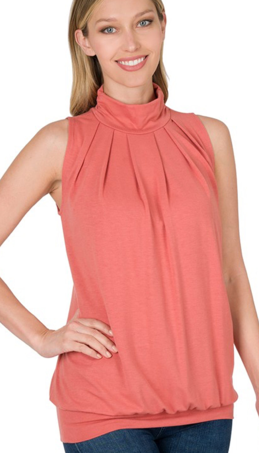 High neck flowy top
