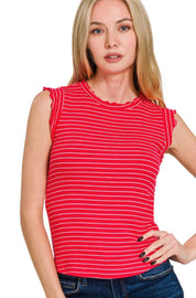 Ribbed ruffle hem top