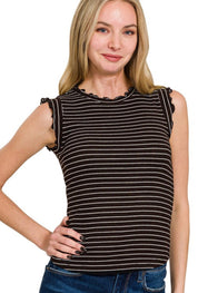Ribbed ruffle hem top