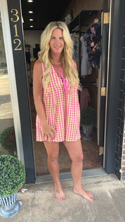 Sunshine check sleeveless romper
