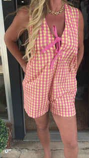 Sunshine check sleeveless romper