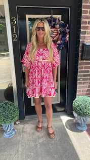 Palm paradise smocked dress