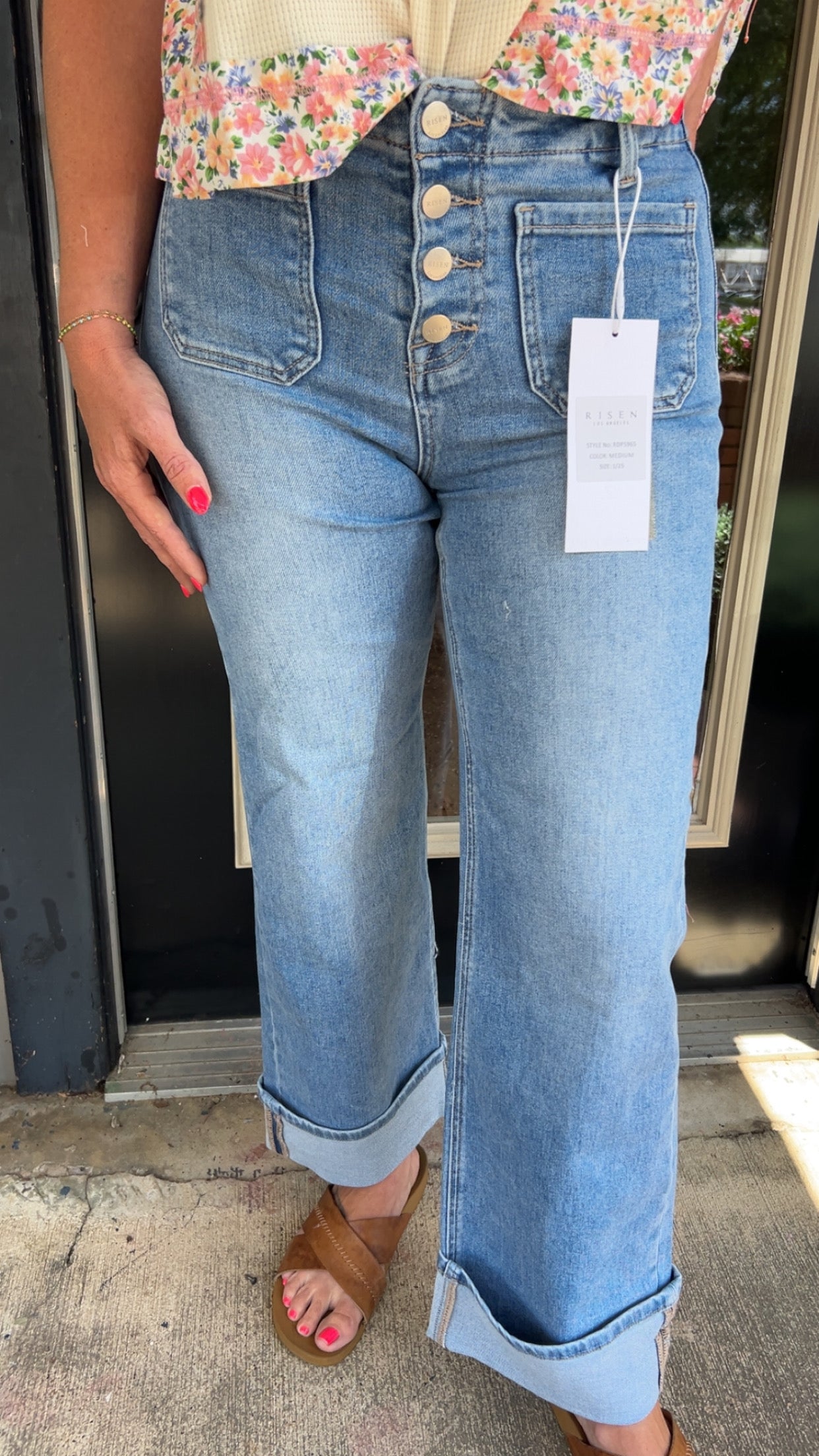 Harbor high button risen jeans