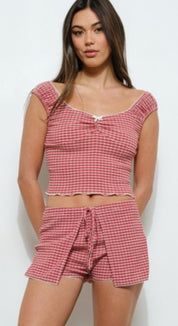 Seersucker plaid top