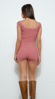 Seersucker plaid top