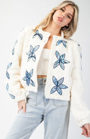 Blue petal puffer coat